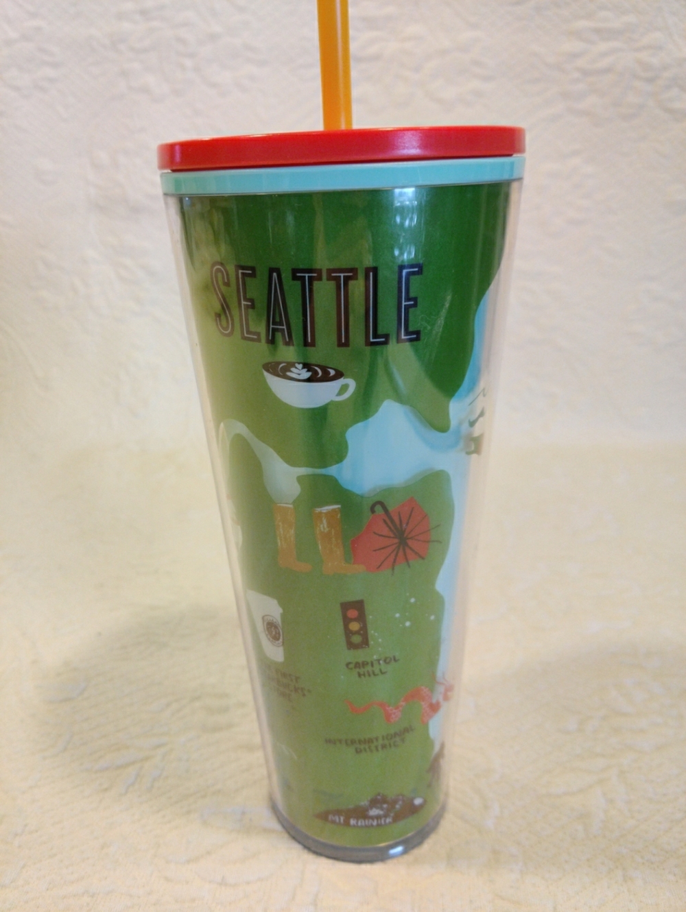Starbucks Seattle Local Collection Cold Cup Tumbler Lid & Straw 24 oz ~ NEW! - Picture 4 of 10